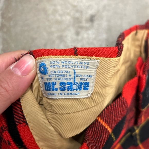 Vintage 70s Mr sabre buffalo plaid bell bottom flare pants wool blend pants - Picture 3 of 5